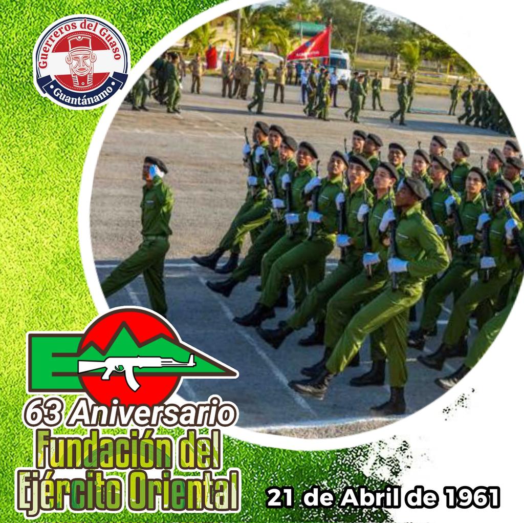 #EducaciónGuantánamo Muchas felicidades al Ejército Oriental, por celebrar 63 años de fundado  por  Comandante y hoy General de Ejército y líder de la #Revolución🇨🇺, Raúl Castro Ruz, #PlayaGirón.
#GirónVictorioso 
#Cuba