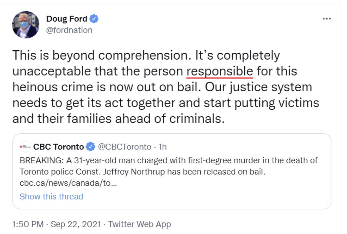 So @dougford what do you have to say now that Zameer was found not guilty? I suppose that you'll blame the judge & jury for not buying the unsupported prosecution theories as to what happened on that tragic night? Or maybe use the case to support your desire to choose judges?