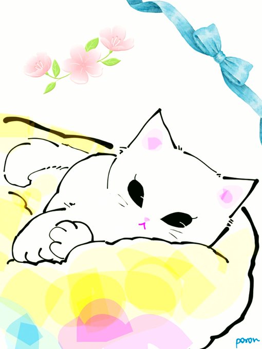 「bow white cat」 illustration images(Latest)