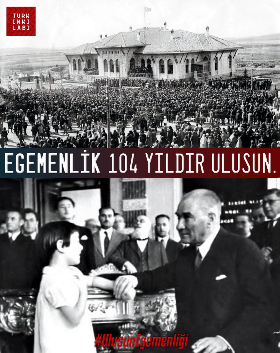 Türkiye'de egemenlik 104 yıldır ve ebediyen ulusun. Bayramımız kutlu olsun. #UlusunEgemenliği