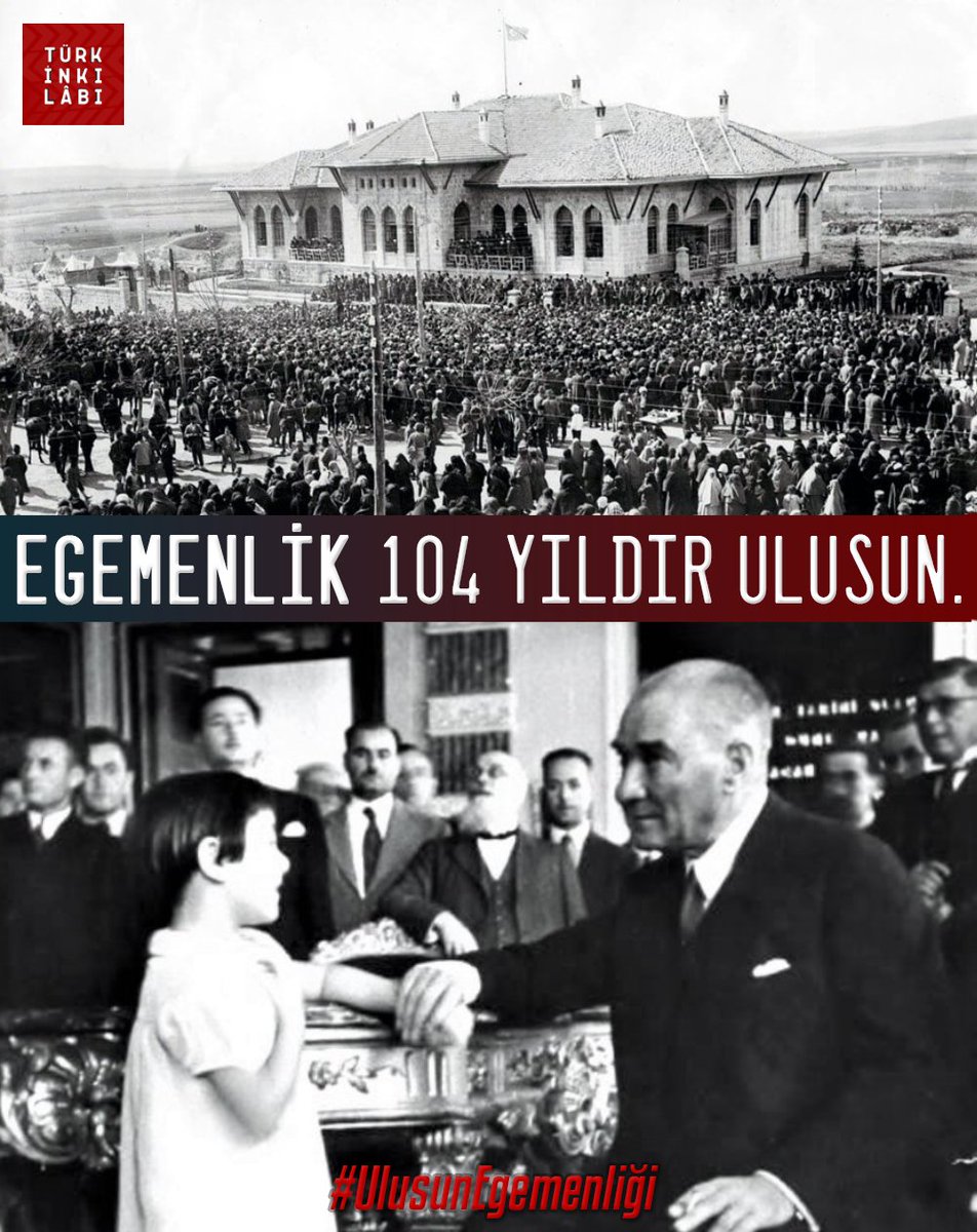 Türkiye'de egemenlik 104 yıldır ve ebediyen ulusun. Bayramımız kutlu olsun.

#UlusunEgemenliği