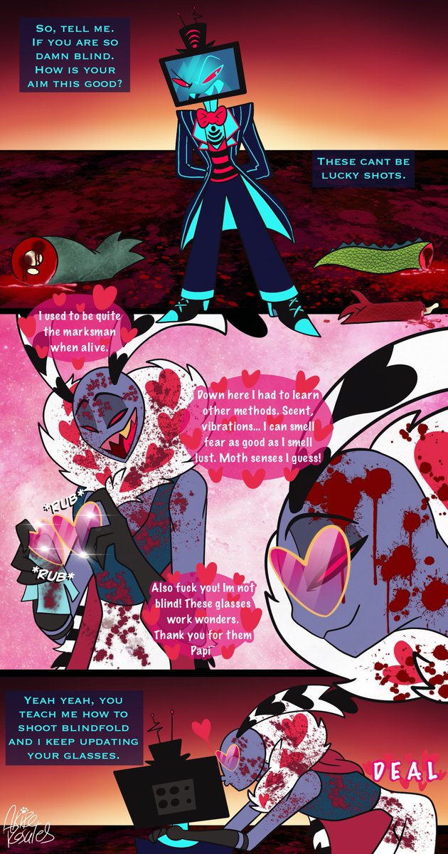 Full #staticmothweek2024 comic below! Thank you for liking it so much!! Enjoy! #VoxVal #Valentino #Vox #StaticMoth