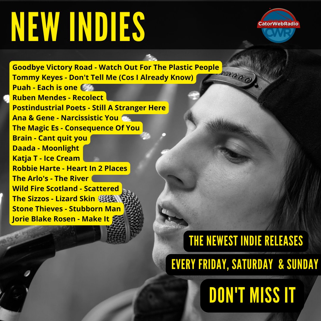 #OnAirNow #NewIndies #Puah #RubenMendes @PostIndustria12 Ana & Gene #GoodbyeVictoryRoad @wearemagicuk via @Emma_Scott @TommyKeyesMusic #Daada @KatjaTsinger @robbie_harte @TheArlos #WildFireScotland #TheSizzos @StoneThieves #JorieBlakeRosen @brainsthlm