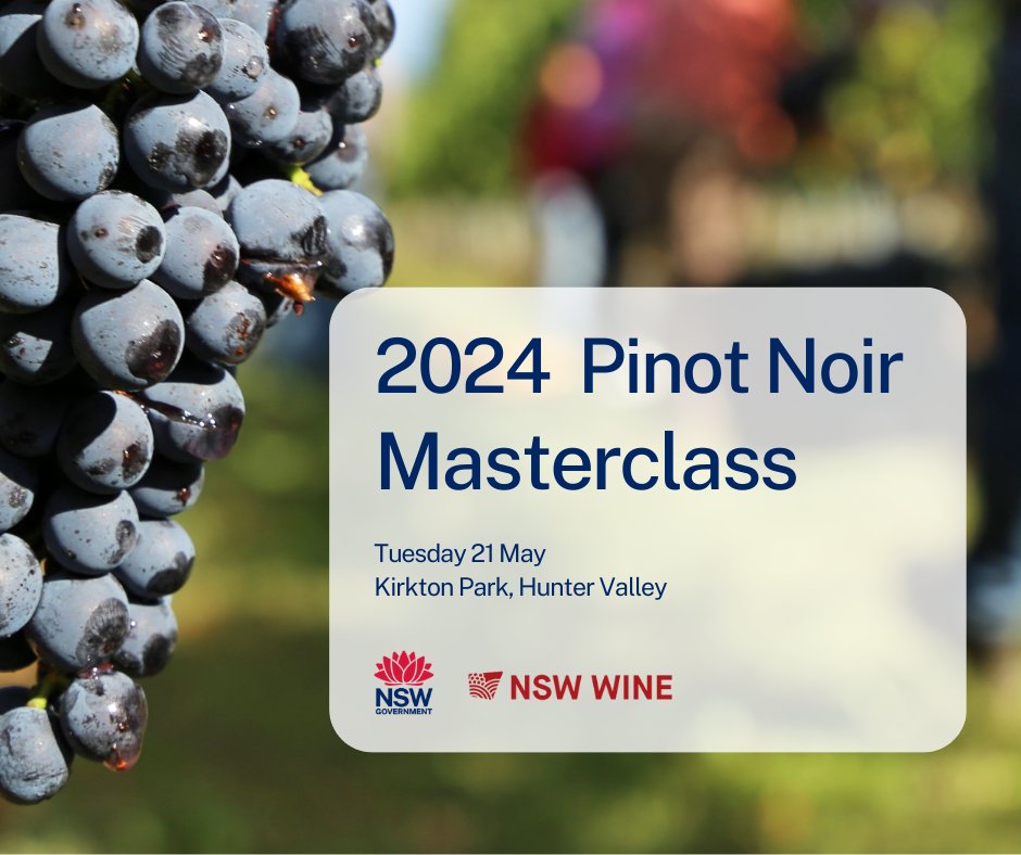 NSW DPI in collaboration with @nswwine will be serving up a Pinot Noir Masterclass in the Hunter Valley as part of the NSW Wine industry skills development program. The Masterclass will focus on heritage, viticulture, winemaking & trends. Register: nswwine.com.au/pages/upcoming…