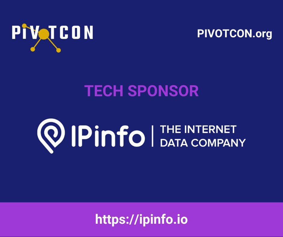 📢Great News ‼️Thank you @ipinfo
for being #PIVOTcon24 Tech Sponsor and Supporter ‼️    

Read more about them 🌐 ipinfo.io
Our sponsors:  pivotcon.org/sponsors/ #ThreatIntel #CTI