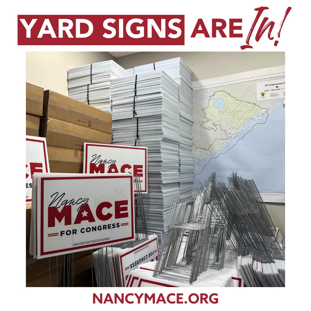 Team Mace yard signs are IN!
Get yours at nancymace.org/Get-involved/b… 

#LowcountryFirst