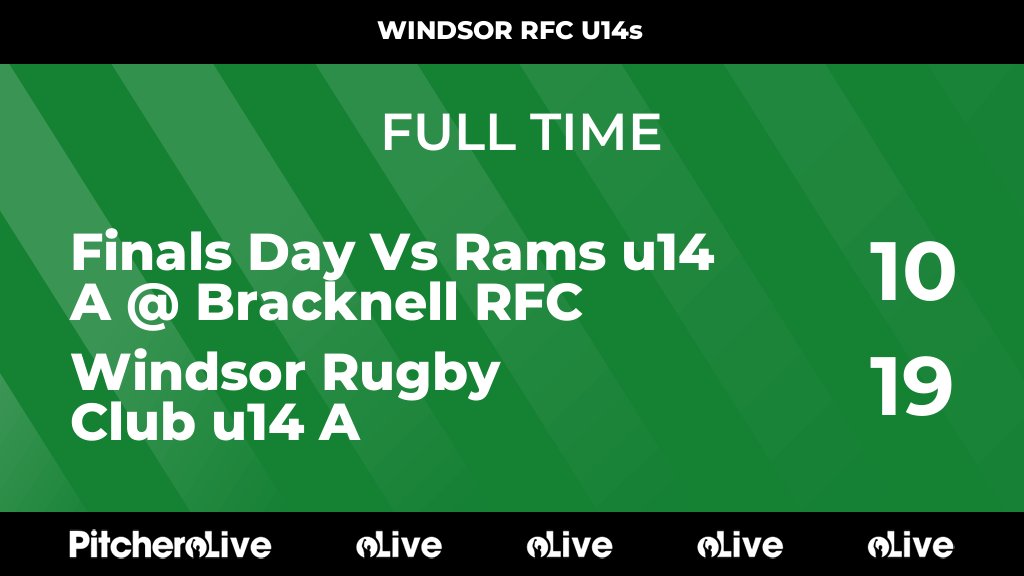 FULL TIME: Finals Day Vs Rams u14 A @ Bracknell RFC 10 - 19 Windsor Rugby Club u14 A #FINWIN #Pitchero windsorrugbyclub.com/teams/272036/m…