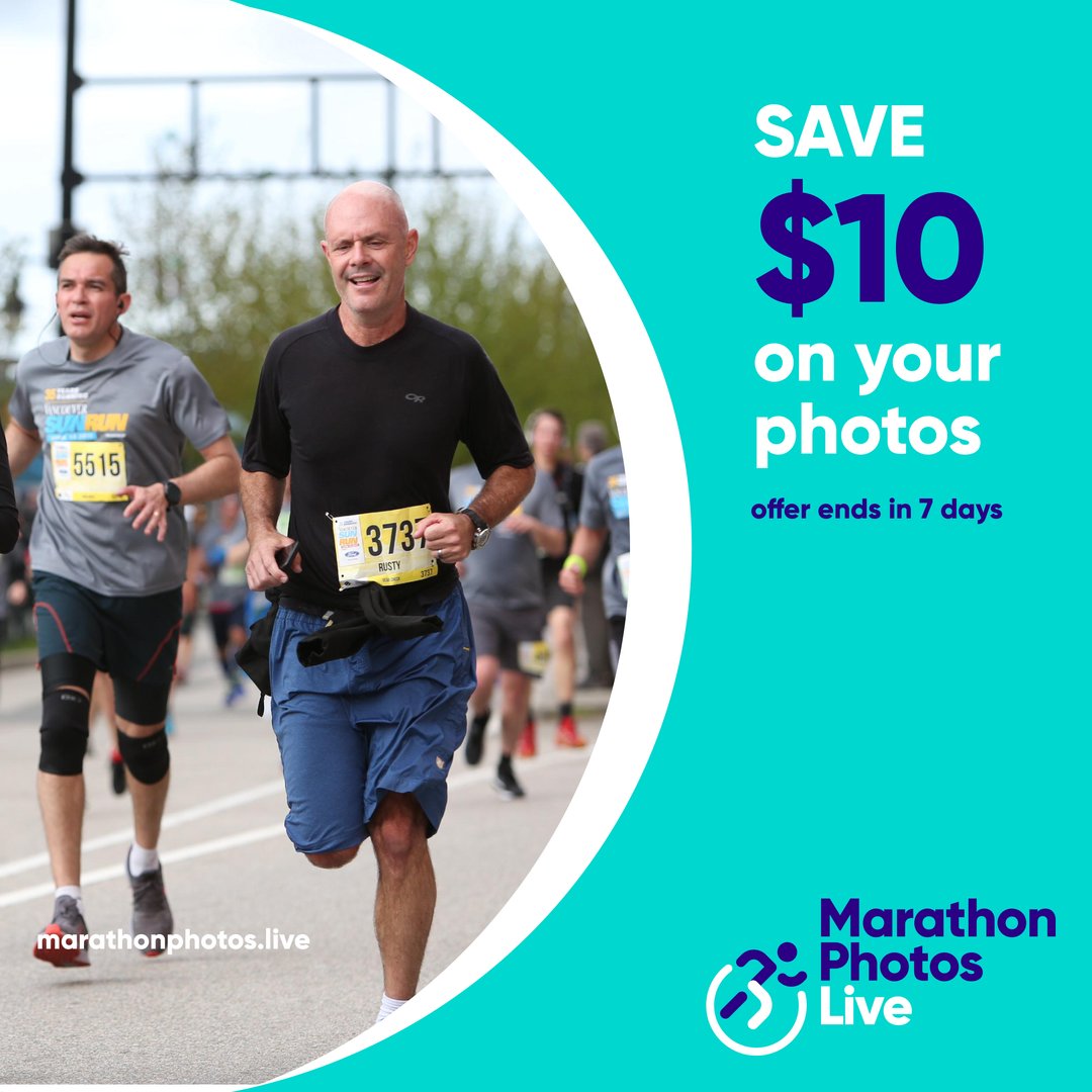 Your journey doesn't end at the finish line—it's just the beginning. With Marathon Photos Live, your #VanSunRun memories are preserved in stunning clarity! Buy now and save $10 on your photo pack for the next seven days: marathonphotos.live