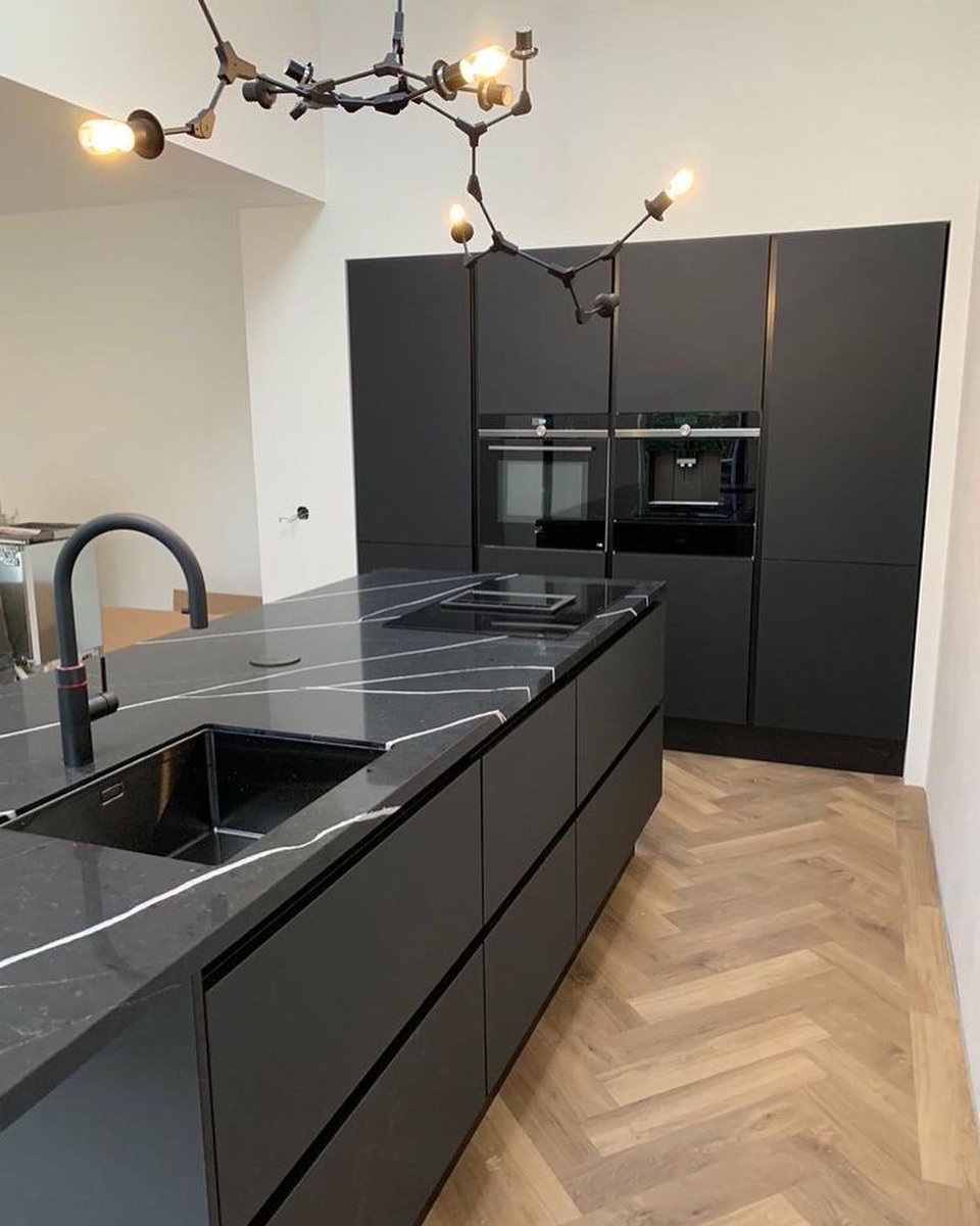 Black kitchen.
