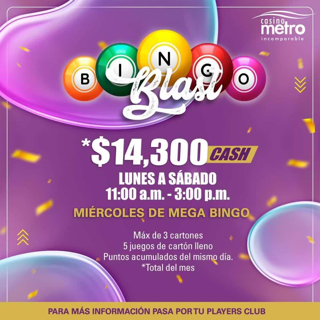 Dale pa'l BINGO BLAST 💥 de Casino Metro con $13,000 CASH 💵 🤑 🙌 @CasinoMetro #CasinoMetro #MetroLounge #Casinos #PuertoRico #Dinero #Suerte #casinos #Suerte