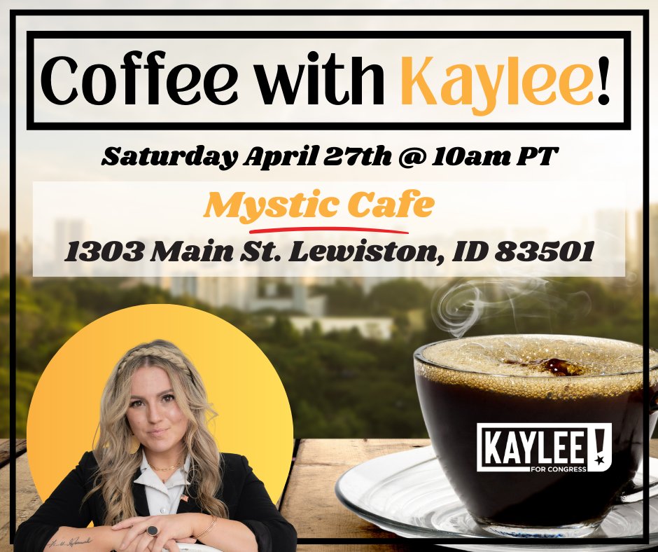 LEWISTON!! I'm coming back this week to say hello... please join us for coffee and conversation about how we're winning back the 1st District and uniting Idaho communities!
mobilize.us/s/rSYeJQ