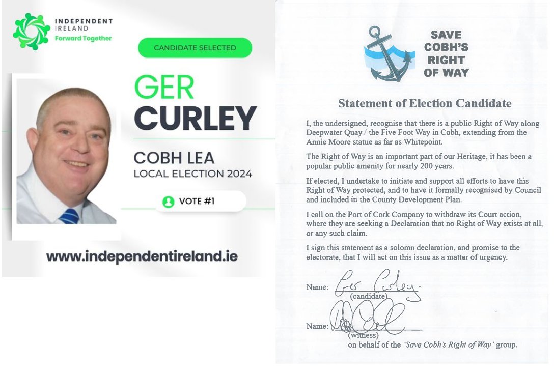 SaveCobh's tweet photo. @Corkcoco #LE24 #VoteThemOut #EE24 @pb4p #FineGael #FiannaFáil #GreenParty #LabourParty  #Cobh #Cork #RightOfWay #Peoplepower #Kickasstime https://t.co/Vm0sYaQXaH