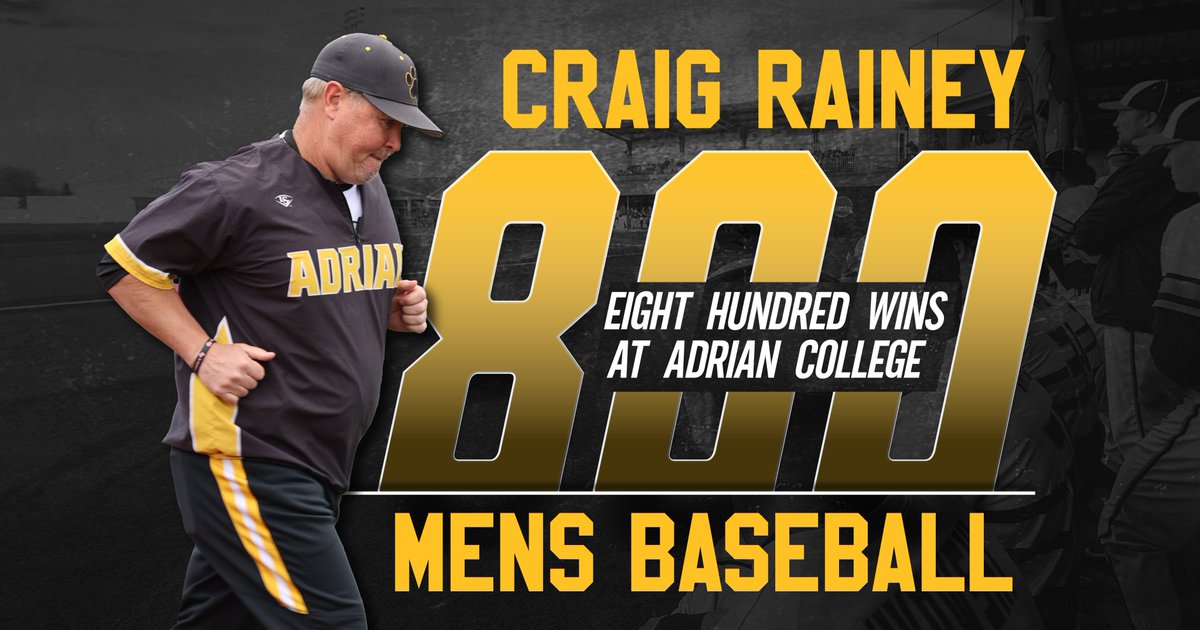 Head coach, Craig Rainey, earns his 800th career win as coach of the Bulldogs after @AdrianBaseball's 8-7 win over Wooster

RECAP--tinyurl.com/mrx8d67n

#d3baseball #GDTBAB