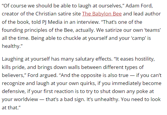 It's a mistake to think satire should exclusively point out flaws and folly in others, but never in ourselves. We're all passengers on the Ship of Fools from time to time. We all need critique and correction. @Adam4d understood this well and considered it a 'founding principle'