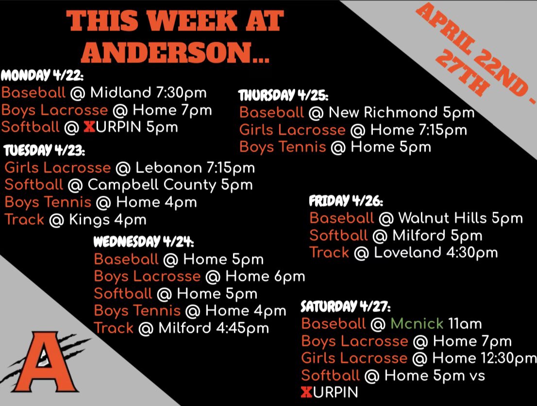 This Week At Anderson…

<a href="/AHSRaptorsAD/">AHS Athletics</a>