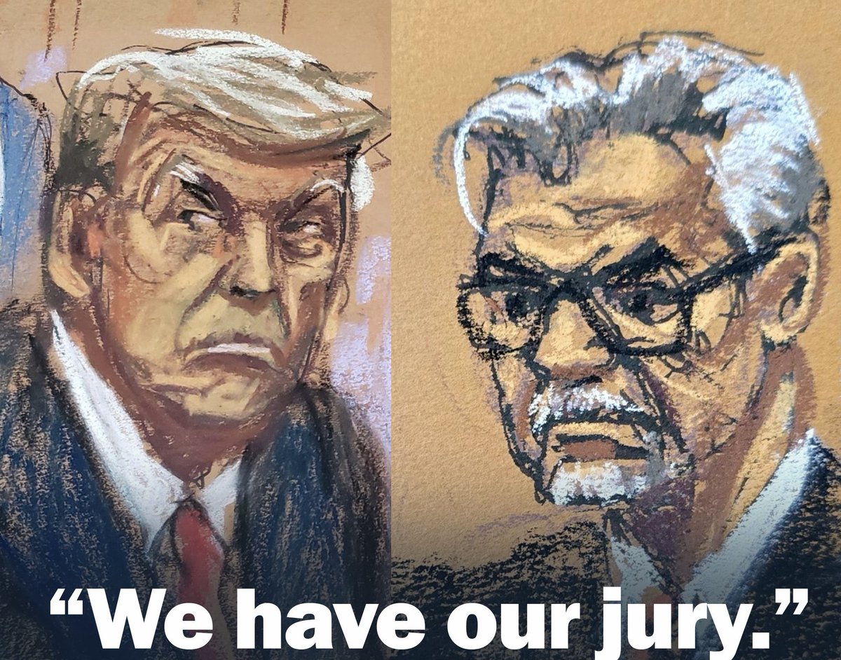 “We have our jury.” ~ Judge Merchan (12 jurors and 6 alternates) “We're going to have opening statements Monday morning. This trial is starting.' ~ Judge Merchan First witness reported to be David Pecker This Monday & Tuesday only, court ends at 2pm.