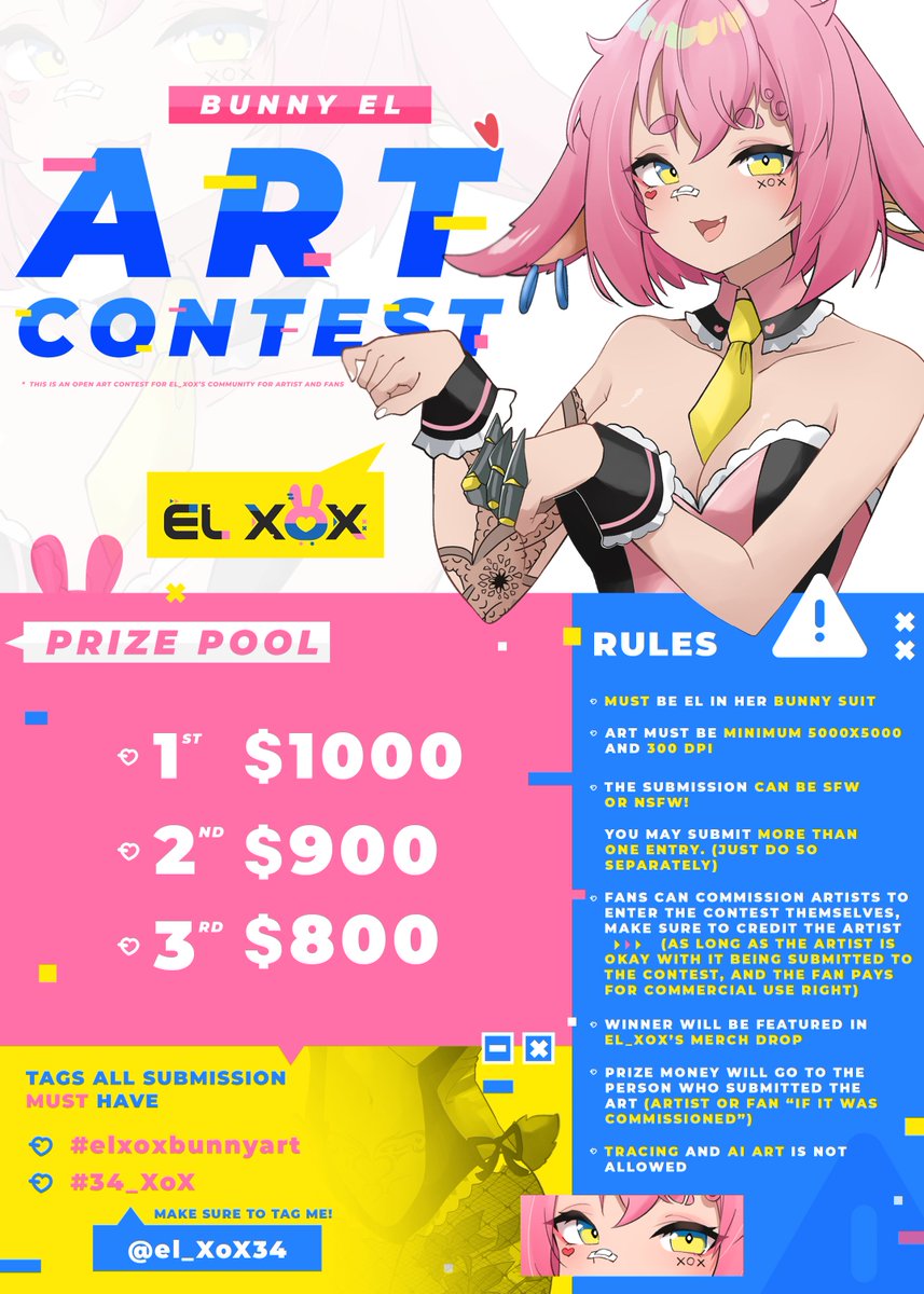 🐰 BUNNY EL ART CONTEST 🐰 To celebrate my bunny suit debut I'll be doing an art contest!! ❤ Deadline will be July 12th! Art contest is OPEN to EVERYONE, artists or fans! #elxoxbunnyart #34_XoX