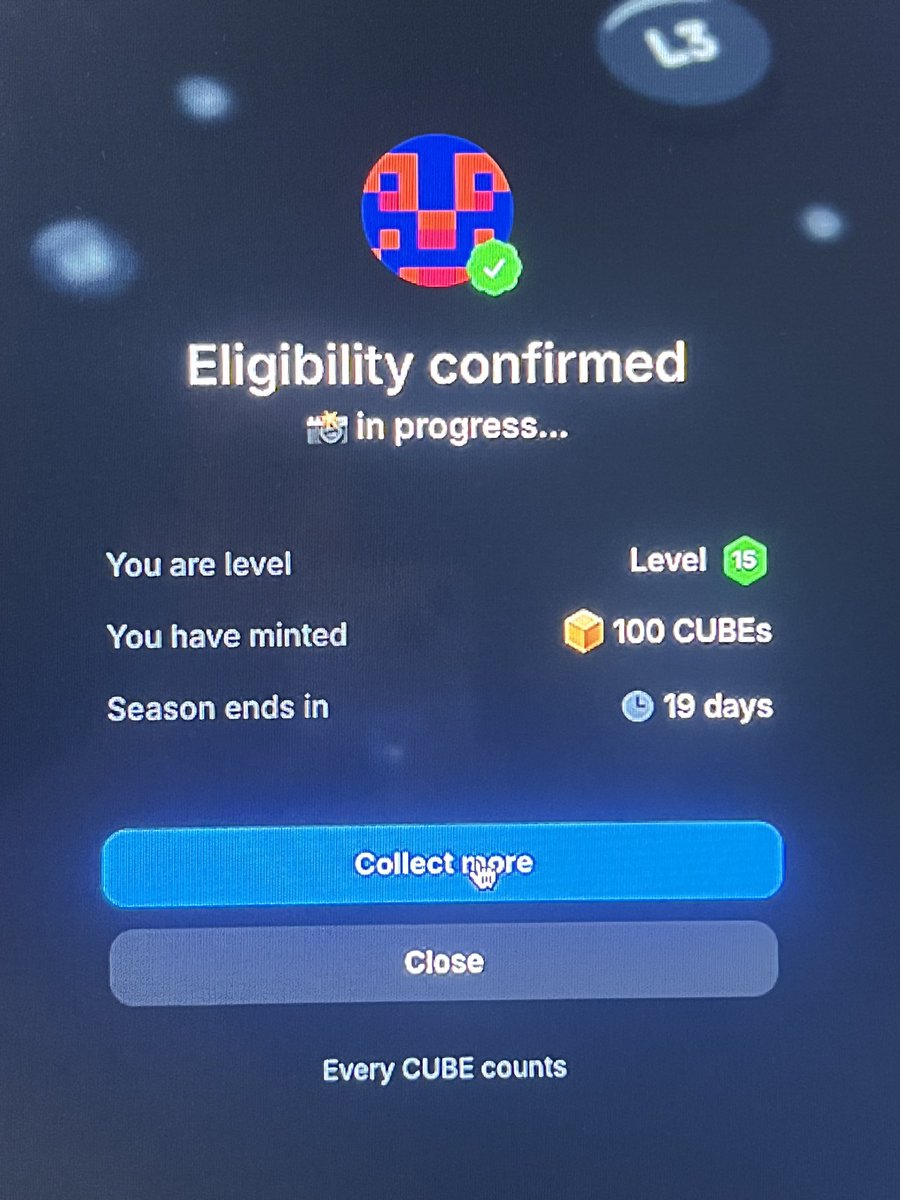 9119profile's tweet image. Putain je suis tellement ému !!!😱
Ça m’aura coûté un petit billet quand même … 
Askip il y’a une façon de faire ou tu dépenses que 60$ 
Pour ma part ça m’aura couté 120€
On a plus qu’à espérer un AirDrop juteux 🫠
#cubes @layer3 
Big up @0xPerceval pour la motivation 🫡