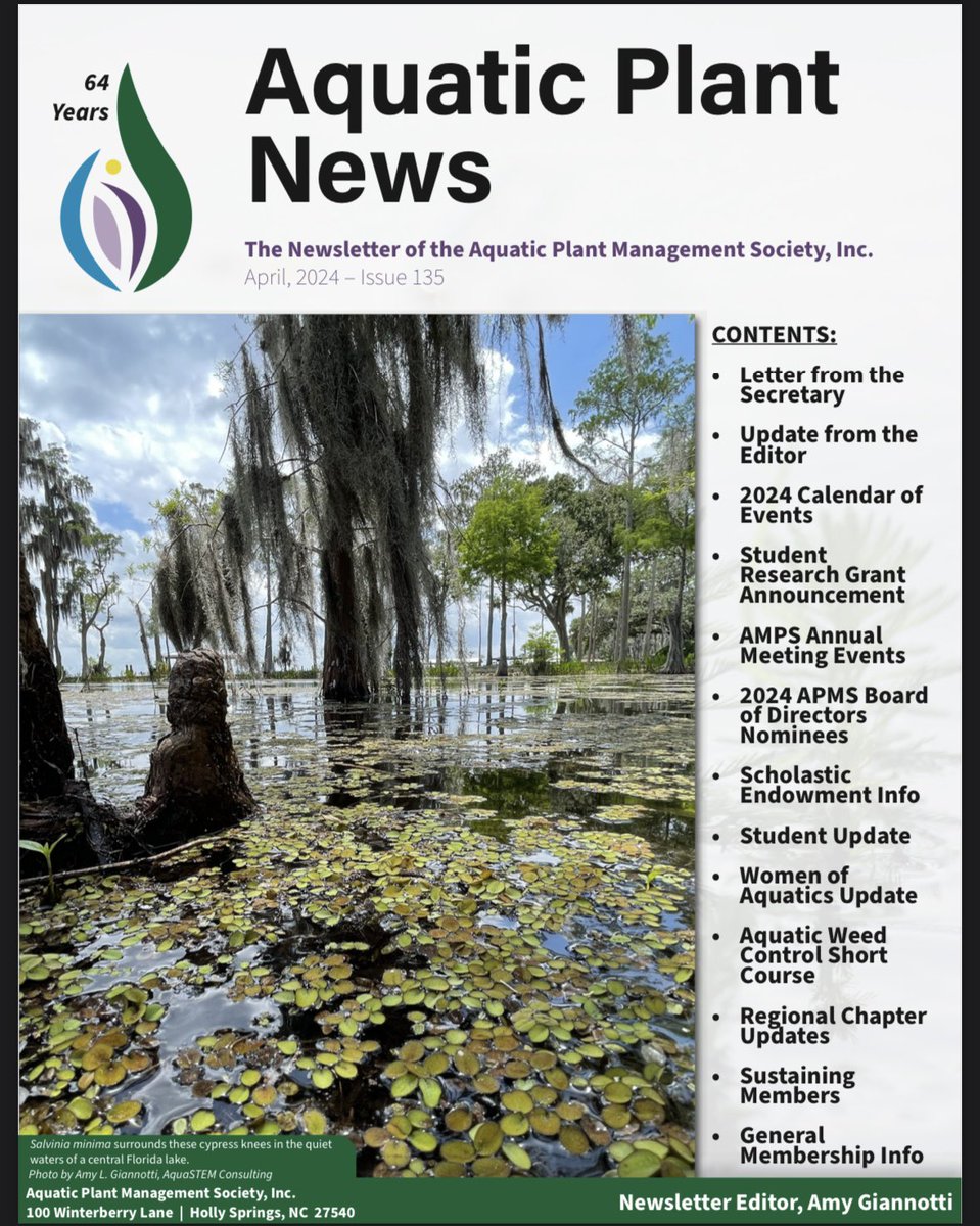 The Spring 2024 Newsletter is now available! 

Please visit apms.org/wp-content/upl… 

#apms #aquaticplantmanagement #aquaticplants #aquaticIPM #invasiveplants