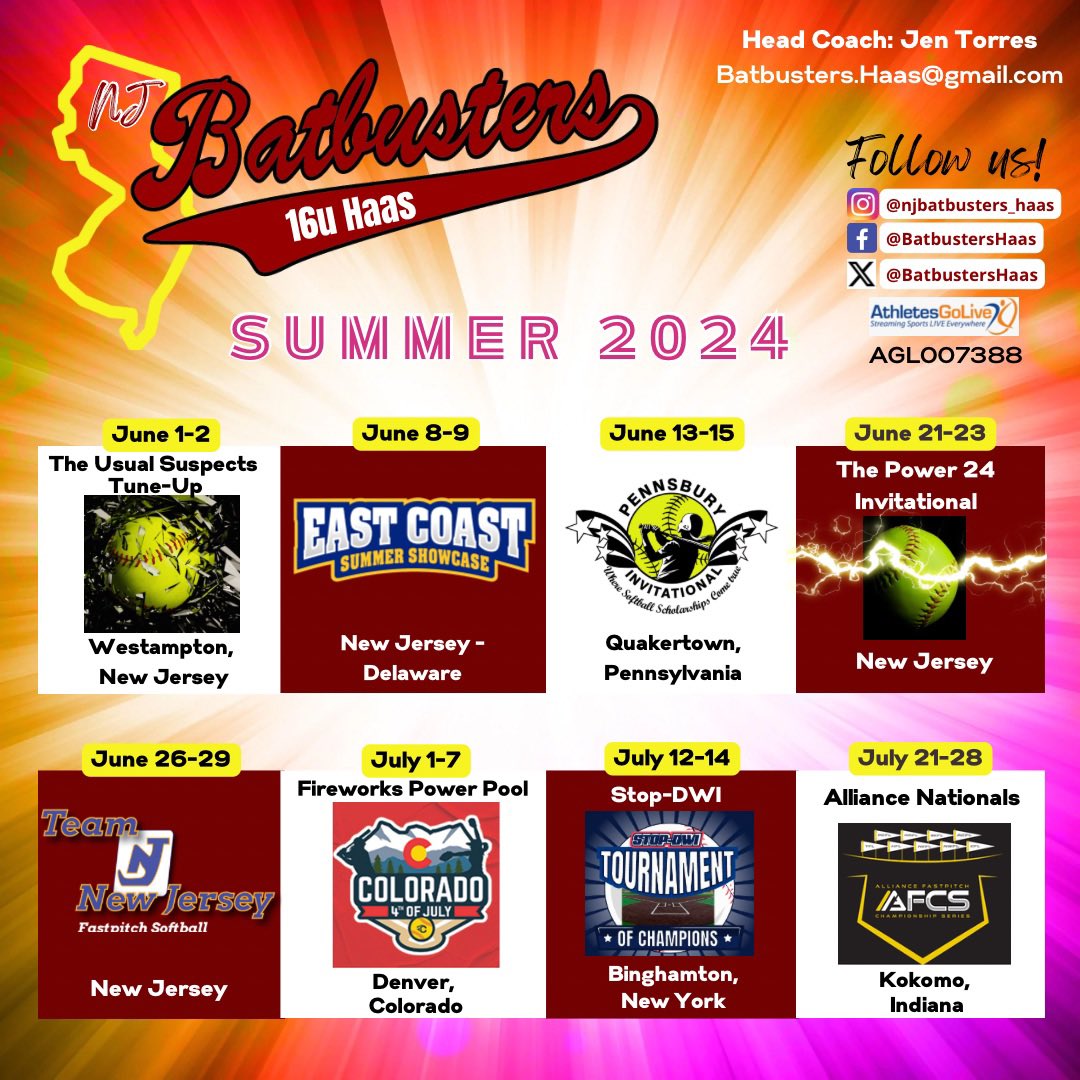 16u NJ Batbusters Summer Schedule! #fastpitch #softball #recruitment #schedule #fastpitchsoftball