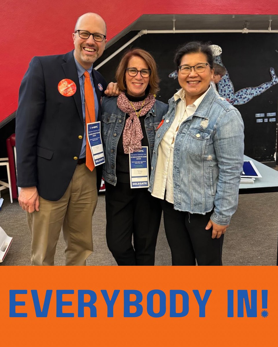 Thank you @SD64DFL for a great convention and for your endorsement! Congrats to @Her4House too! Can’t wait to campaign with you and @epmurphymn to defend our democracy and keep building a Minnesota where everyone can thrive. #EverybodyIn