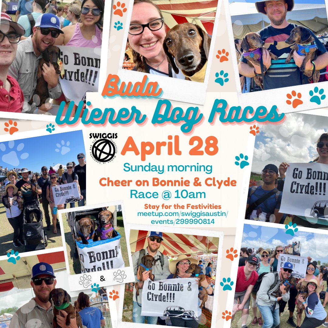 1 week away!

Come cheer on Courtney's mini dachshunds, Bonnie and Clyde (in the pure breed race group that starts at 10am) @ Buda City Park

meetup.com/swiggisaustin/…