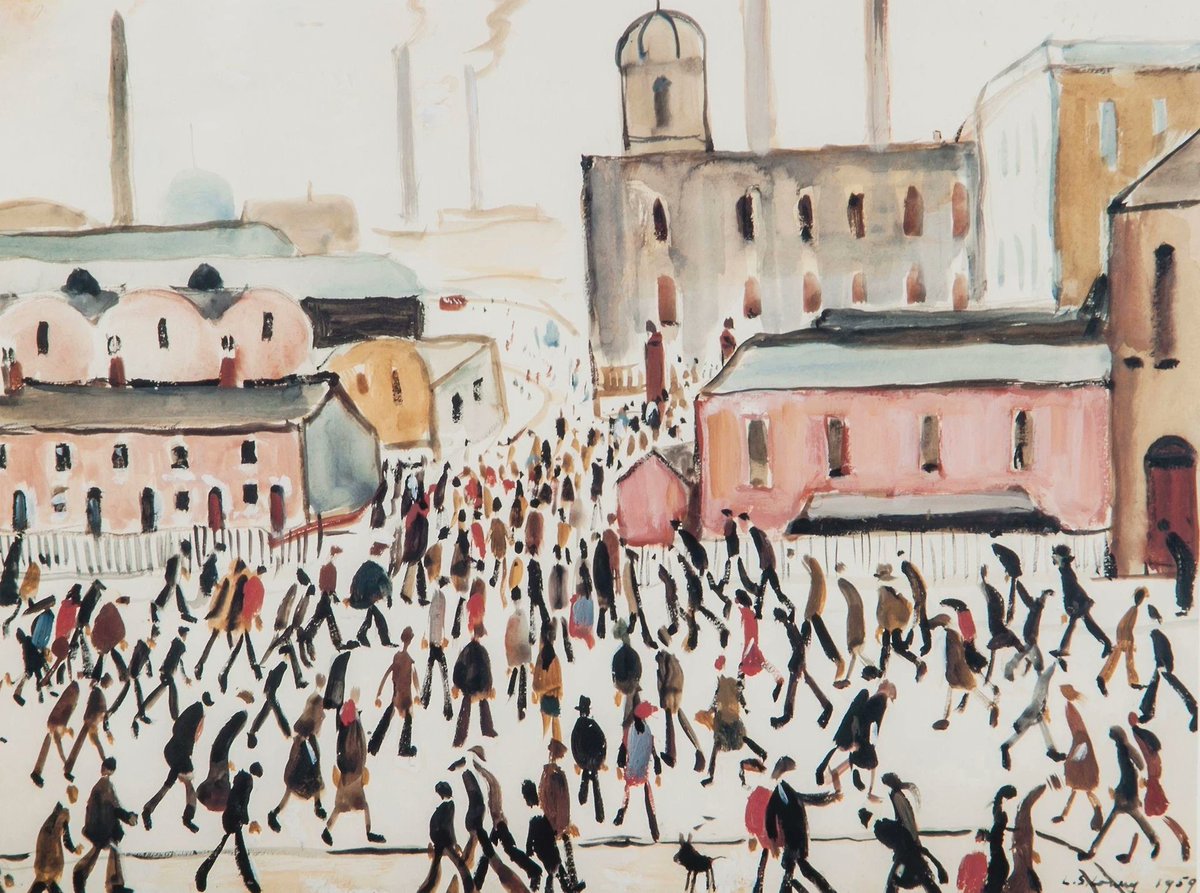 Camino al trabajo por Laurence Stephen Lowry, 1959.