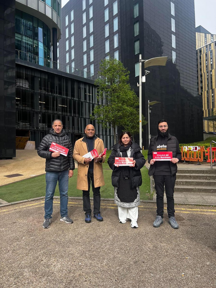 Out campaigning in Cheetham ward for @McrLabour candidate @shaukatali1965 for a stronger, brighter future. His dedication to our community is unwavering. Together, let's shape a Cheetham we're proud to call home. Come and vote for @shaukatali1965 on 2nd May.