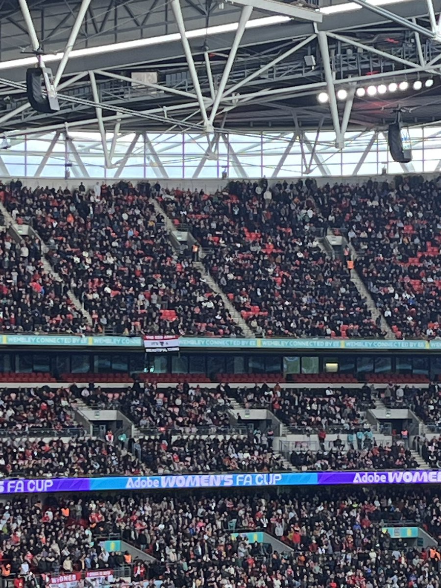 Pockets of empty seats in the United end. Many of those who remain are urging their team to salvage victory on what has been a damaging afternoon.