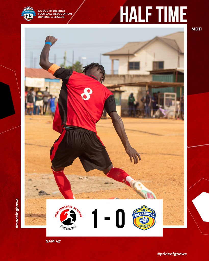 Leading at break… ⚽️🔴⚪️⚫️ D3

. 
#medifootballacademy #BringBackTheLove #football #ghana #youngtalent #gbawe #prideofgbawe #madeingbawe #matchday #african #league