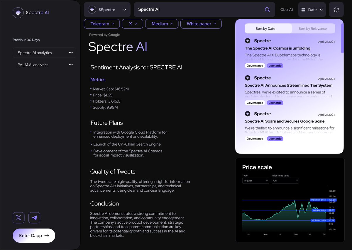 Spectre AI Unveils First Look at On-Chain AI Search Engine (Preview) - Free Access for All Blockchain Users!

Spectre AI is excited to share a glimpse into the future with the design concept for our On-Chain AI Search Engine, currently under development! This preview offers a