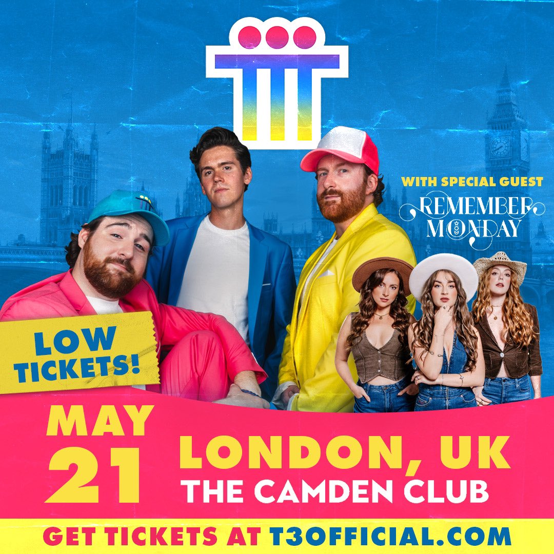 LOW TICKET WARNING!! London, our show at The Camden Club is almost sold out! ‼️ ⚠️ 🎟️ We can’t wait for this show ft. @remembermonday_ grab your tix now before they’re gone!