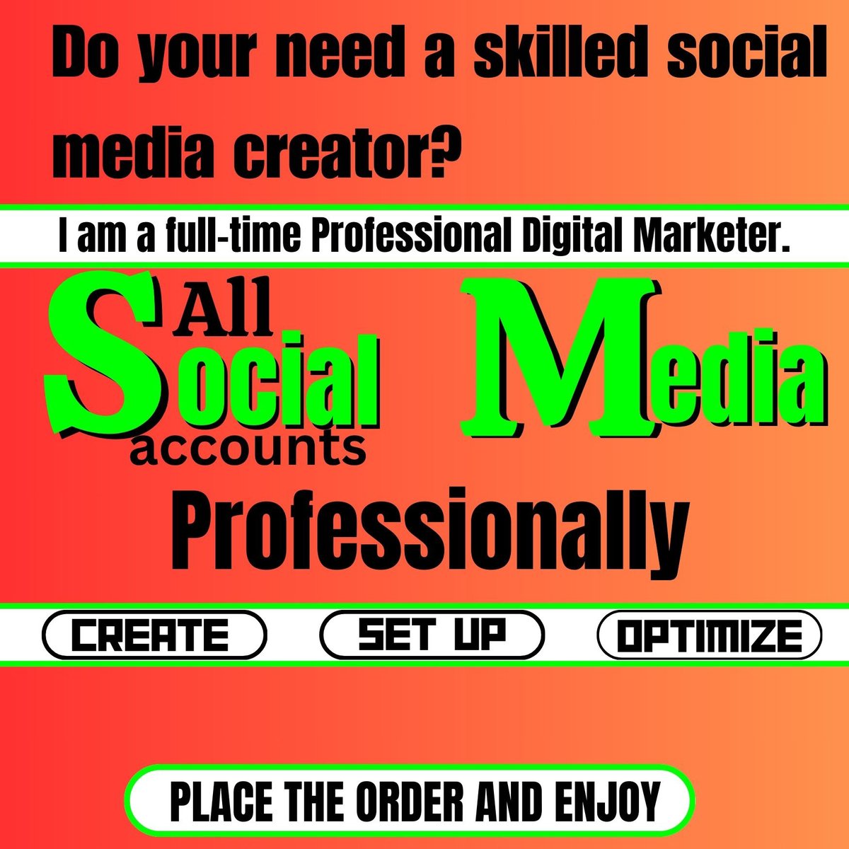 My main goal is to establish myself with perfect service

Click Here 👉fiverr.com/s/Re2P5N

I will create, set up and perfectly optimize all social media accounts and pages
#socialmediaaccounts #socialmedia #socialmediamarketing #digitalmarketing #twitter #socialmediamanager
