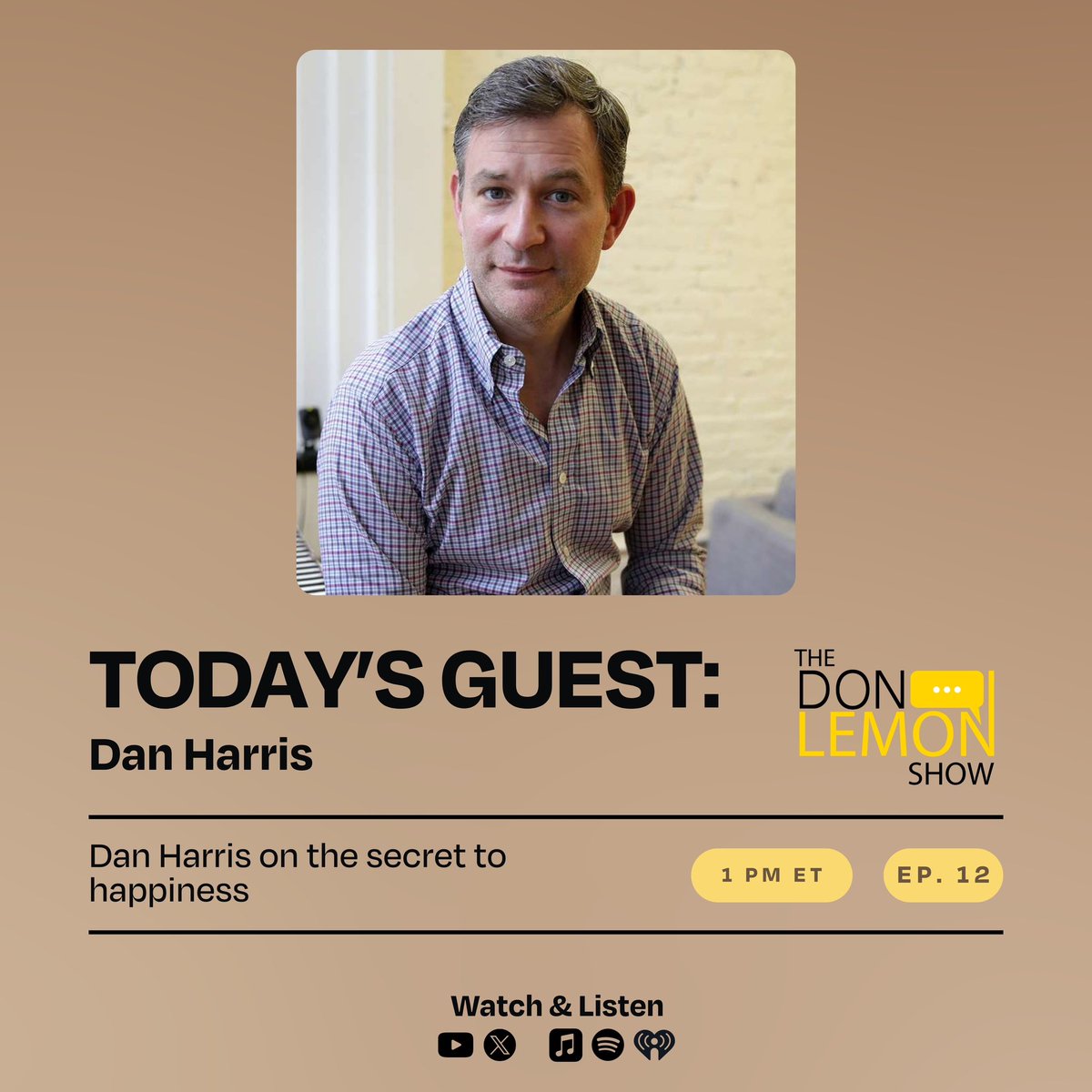 Today on The Don Lemon Show, I sit down with the host of the 10% Happier Podcast and former ABC News Journalist @danharris for a personal look at his struggles with anxiety and his journey to finding happiness.