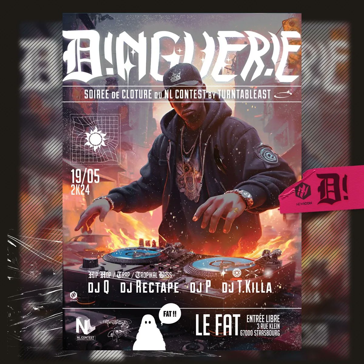 NewIconFactory's tweet image. Nouvelle affiche pour la soirée Dinguerie qui clôture le @nlcontest avec Turntableast !!!
#festival #graphidesign #Strasbourg