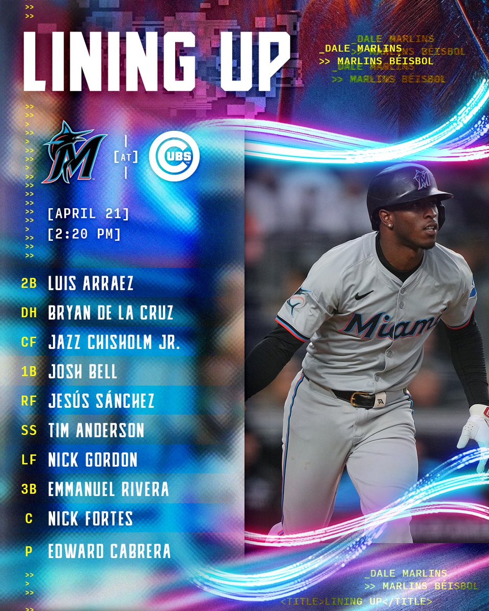 last game in chi town. 📺:@BallySportsFL ,@BallyMarlins 👂:@MarlinsRadio,@FoxSports940 ⏰: 2:20PM ET #MarlinsBeisbol