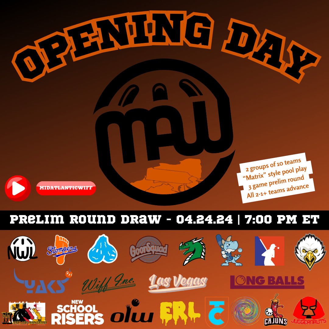 The 8th Annual Mid Atlantic Opening Day Tournament is less than one week away! Join us this Wednesday on the MAW YouTube channel as we draw the prelim round match ups for this 20 team event!

More to come this week, including the official Drop Podcast tournament preview!
