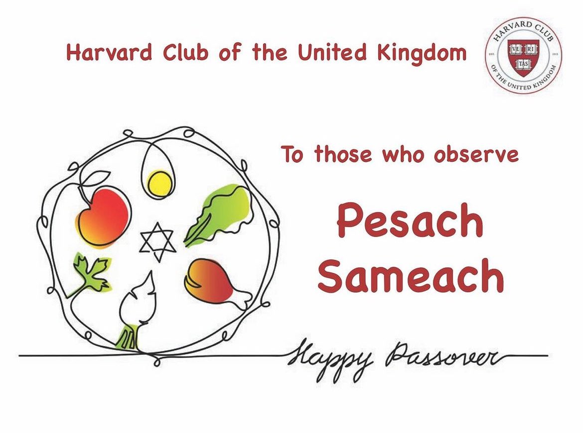 HarvardClubUK's tweet photo. Happy Passover to everyone celebrating! 
#harvardclubuk #Passover2024 #Pesach5784 @HarvardJews https://t.co/peiEehHrjZ