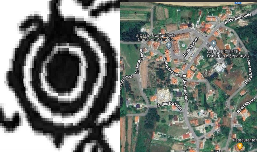 I decided to overlay the scheme of the petroglyph. 
Breia - Cardielos on a modern map. See the result! It is possible that this petroglyph is one of the oldest maps in the world!

#vianadocastelo #portugal #minho #petroglyphs #arqueologia #archaeologicalillustration  #ironage