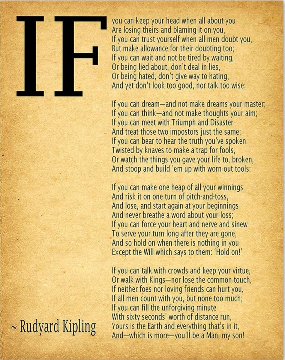 renukamishra67's tweet photo. Equanimity...
'If' by Rudyard Kipling
#MyLearningForToday
And for all times, past, present and future. https://t.co/UfAjn2IfbR