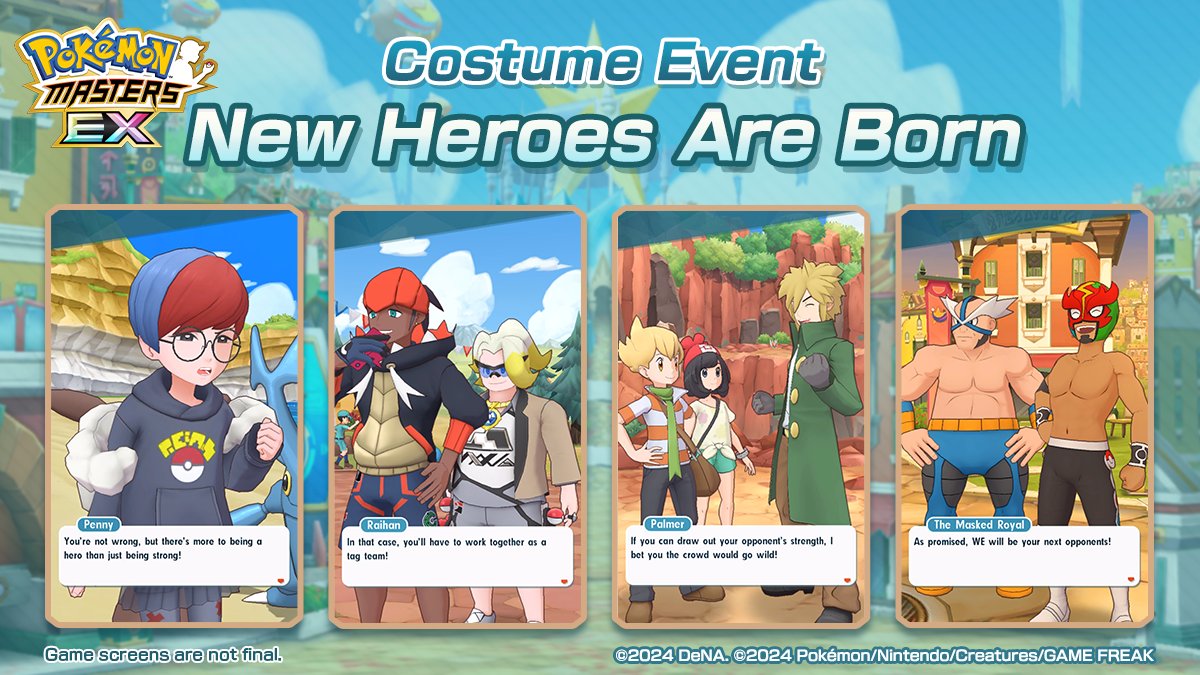 Have you played the latest costume event, New Heroes Are Born? 🎵 Unlike their own heroes, Barry and Selene can’t seem to hype a crowd. 😰 Can Penny help them discover what they lack? This event ends May 16 at 10:59 p.m. PDT! #PokemonMasters