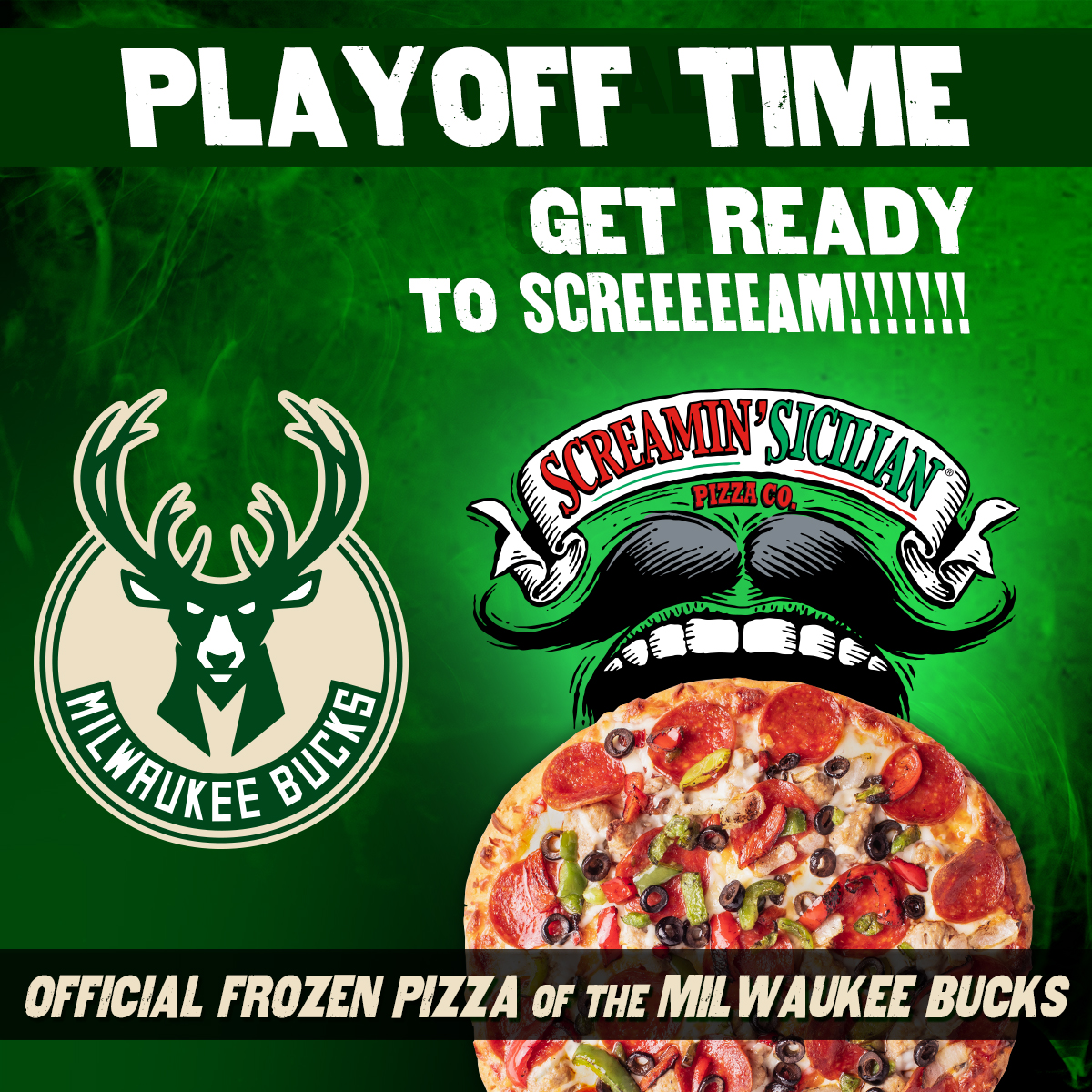 Hey Wisconsin, get ready to unleash your hometown pride and rally behind our incredible team as they dominate in round 1 of the playoffs! GO BUCKS, GO! . . . #Milwaukee #Bucks #ScreaminSicilian #Pizza #PlayoffTime