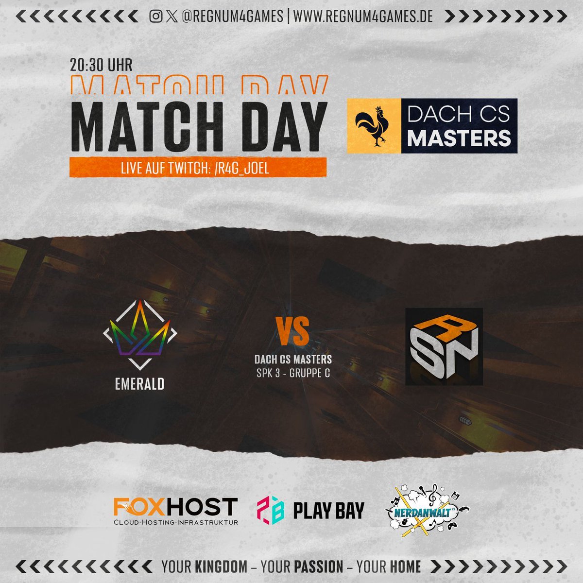 regnum4games's tweet photo. Auch für Emerald geht es heute in den @DACHCS Masters weiter! Die ersten Punkte sollen heute gegen #Resain geholt werden!
📺 | https://t.co/IbqmjPIuGo
🎙| @r4g_joel
Schaltet ein und feuert die Jungs an!
#getcrowned | #r4g https://t.co/lCBwT3UzSM