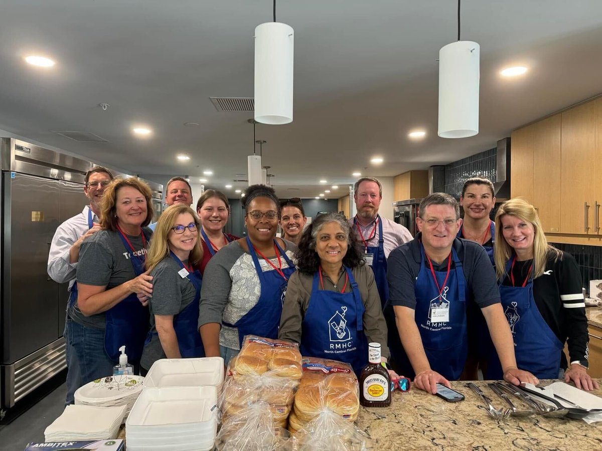 After a long hospital day, a hearty meal is everything. ❤️ Thanks to our #VisitingChefs, @Gville_Church, Donna Weseman's team (pictured), @Fl_Victorious, @Target Gainesville FL, RMH Board, Brittany Howerton & Team, & @GreenhouseGNV for their support this week! #forRMHC