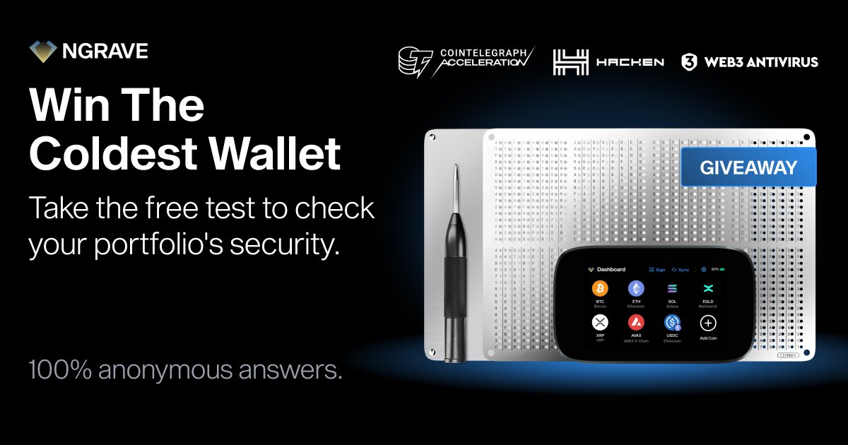 🔥 Last moments to win amazing crypto prizes! 🔥 Take the 4th annual Crypto Security Check-Up for a chance to win: 💎 An NGRAVE COMBO, or 🪙 1000 $HAI tokens! Start now 👇 ngrave.io/security-check