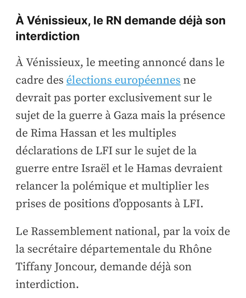 Conférence de #RimaHassan à #Vénissieux, pour nous c’est NON ! ❌ LFI continue de faire campagne sur sa haine d’Israël, @prefetrhone il est urgent d’intervenir❗️ google.com/url?rct=j&sa=t…