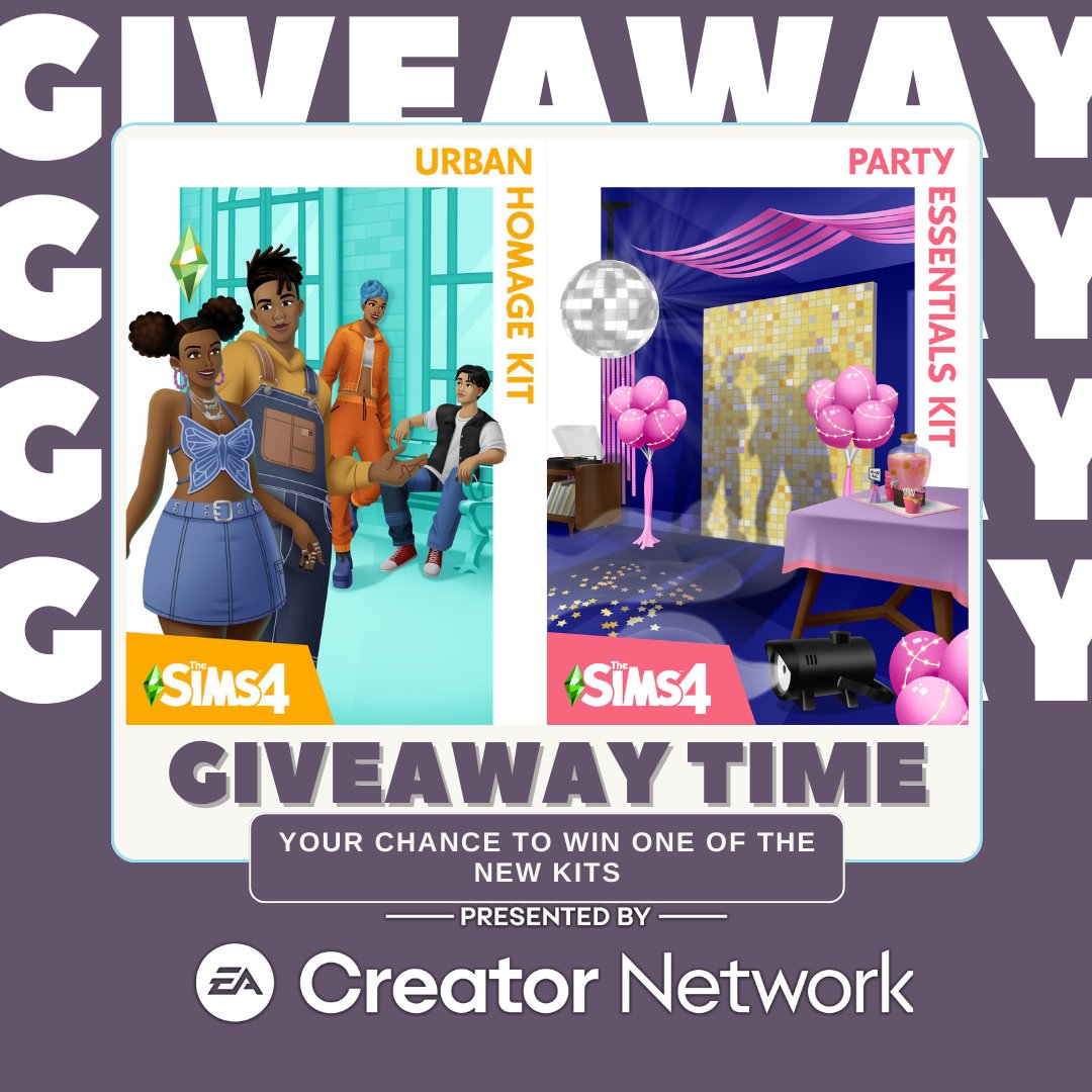 Thanks to the #EACreatorNetwork, I've got a #PartyEssentialsKit  & a #UrbanHomageKit  code to giveaway! PC💻/console 🎮
#EApartner 
Rules:
🎉Follow @create4sims
🎉Like & Retweet 
🎉Comment the kit you wish + platfom (pc/console)

ENDING on MAY 1st, 18 PM CET! 
#TheSims4 #TheSims