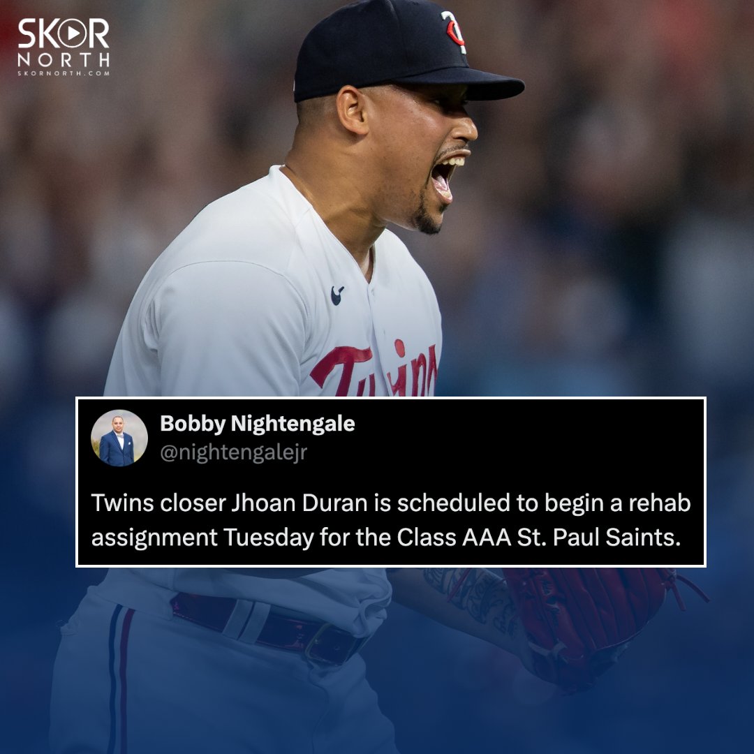 #MNTwins flamethrower Jhoan Duran will begin his rehab assignment on Tuesday with the St. Paul Saints! 🔥🔥🔥