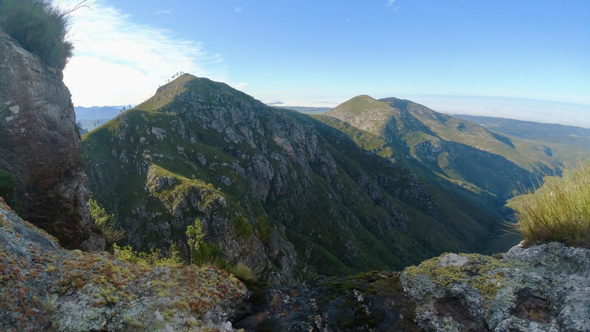 While at #mountmelville, Ozzie and I set out to find a waterfall I spotted on an old surveyor map—and we found it! Although it's currently at a slow flow, the height and view from atop the waterfall were, again, epic! 

#gardenroute
#adventureseeker
#adventuretime