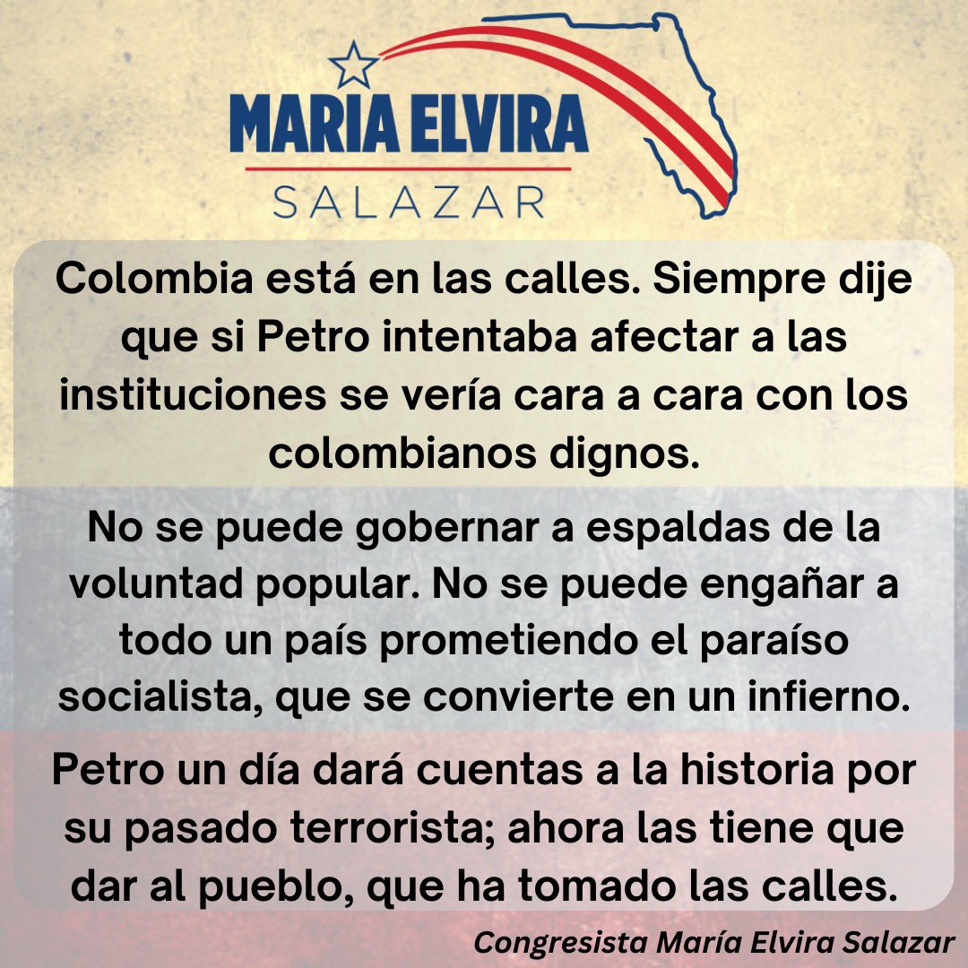 ¡Todo mi apoyo al pueblo colombiano!🇨🇴